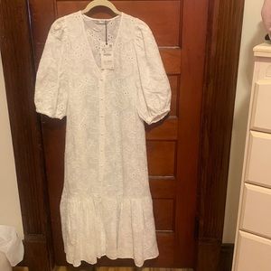 Zara eyelet embroidered white maxi dress